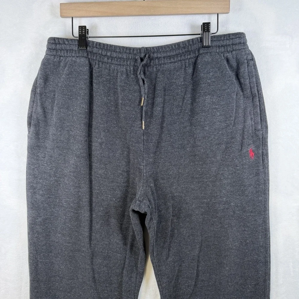Polo Ralph Lauren Pants Mens Large Gray Red Pony Lounge Sweatpants